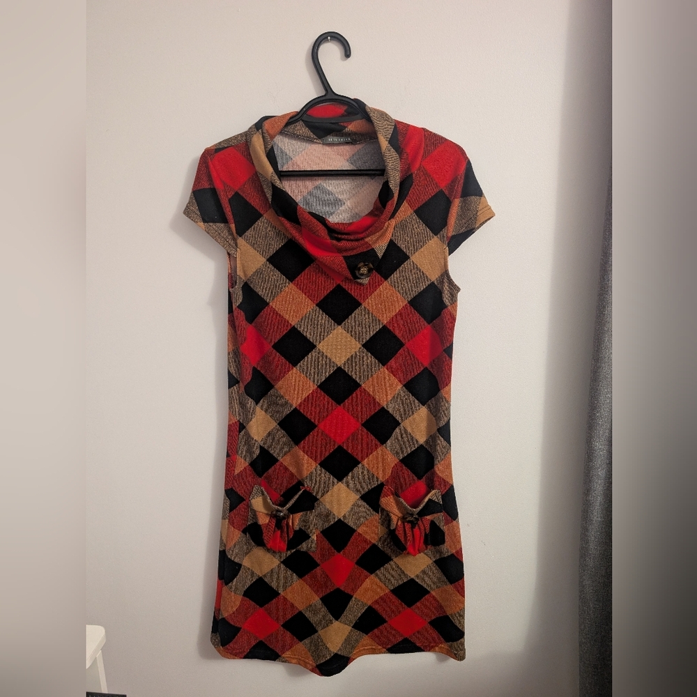 Suzy Shier Red and Black Plaid Dress